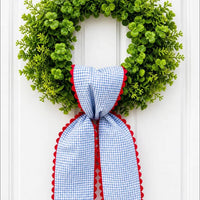 Blue/white red ric rac sash