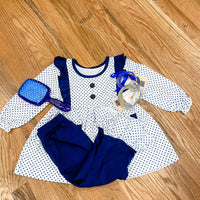 Navy Dot girls set