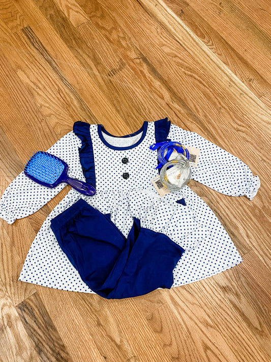 Navy Dot girls set
