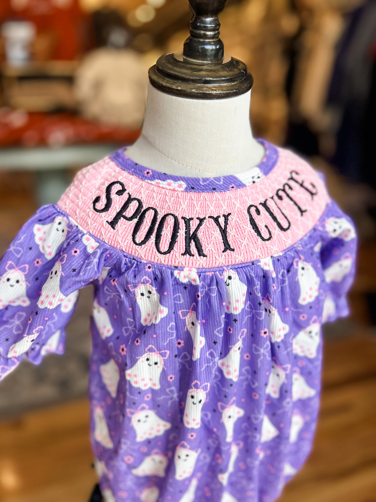 Spooky cute smocked ghost bubble