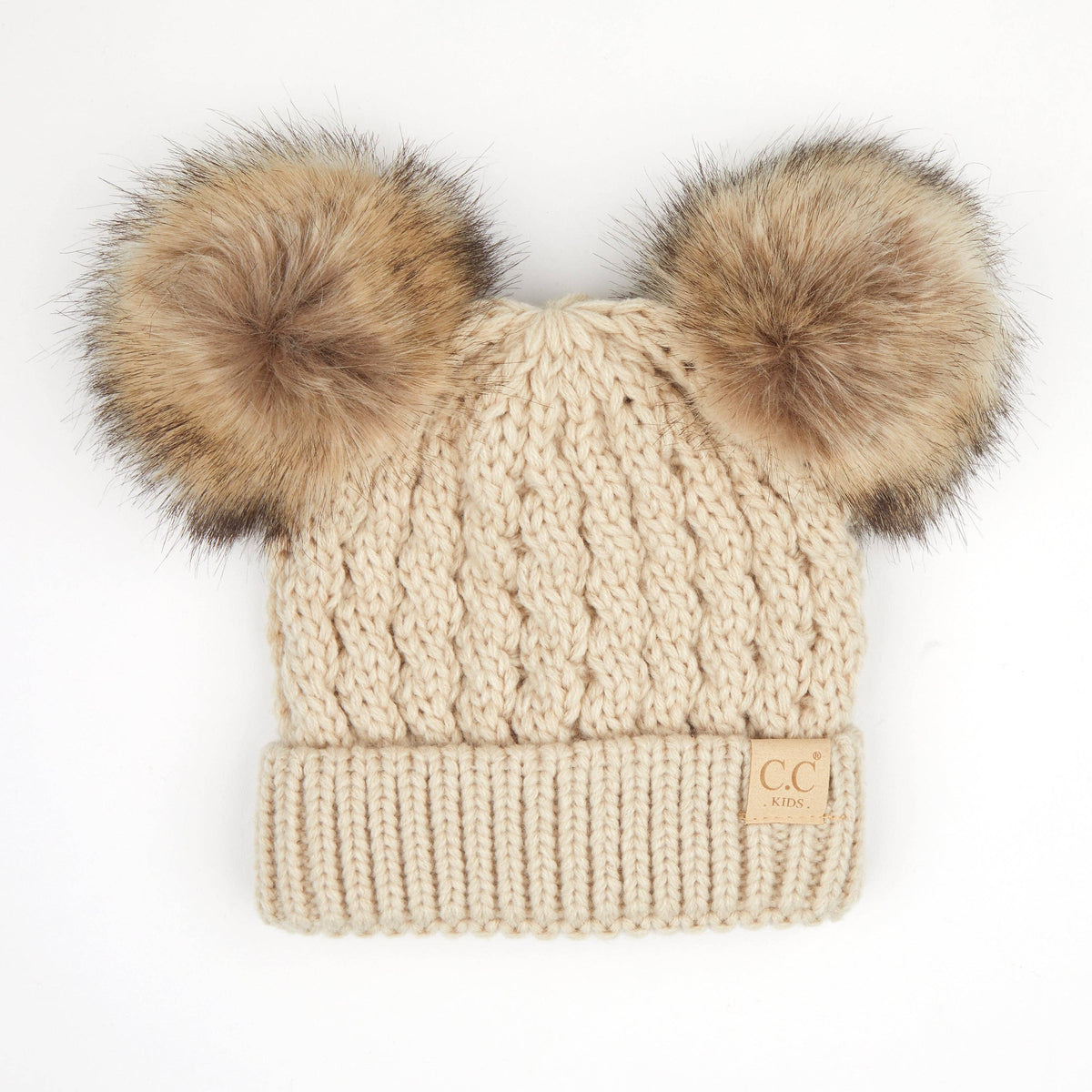 CC Kids Double Fur Pom Beanie