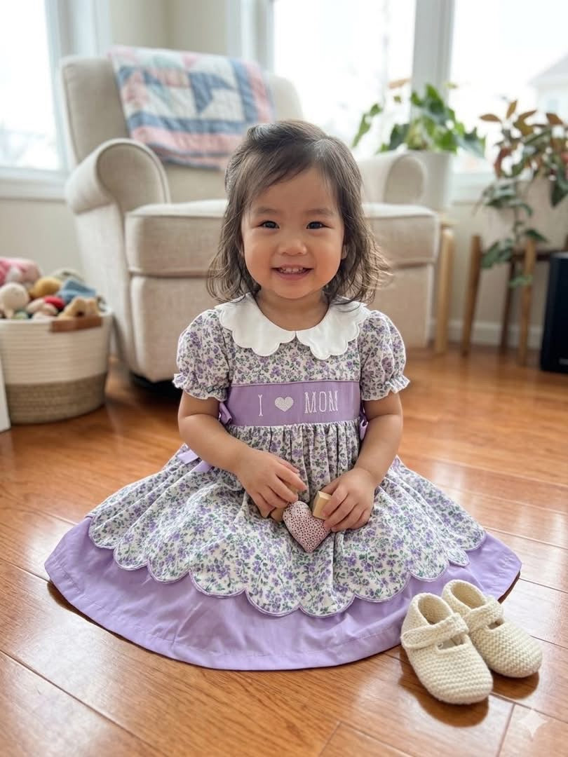 I heart mom lavender smocked