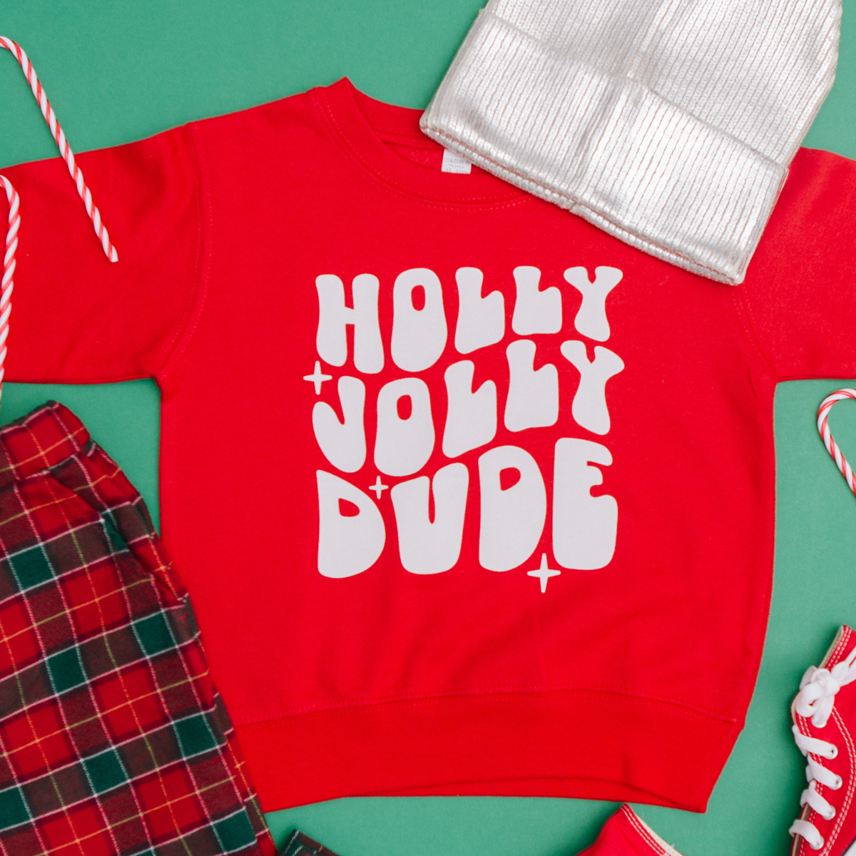 Holly Jolly Dude Pullover Toddler Christmas sweatshirt