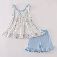 Blue floral short set