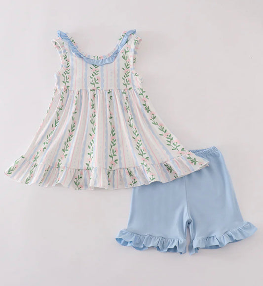 Blue floral short set