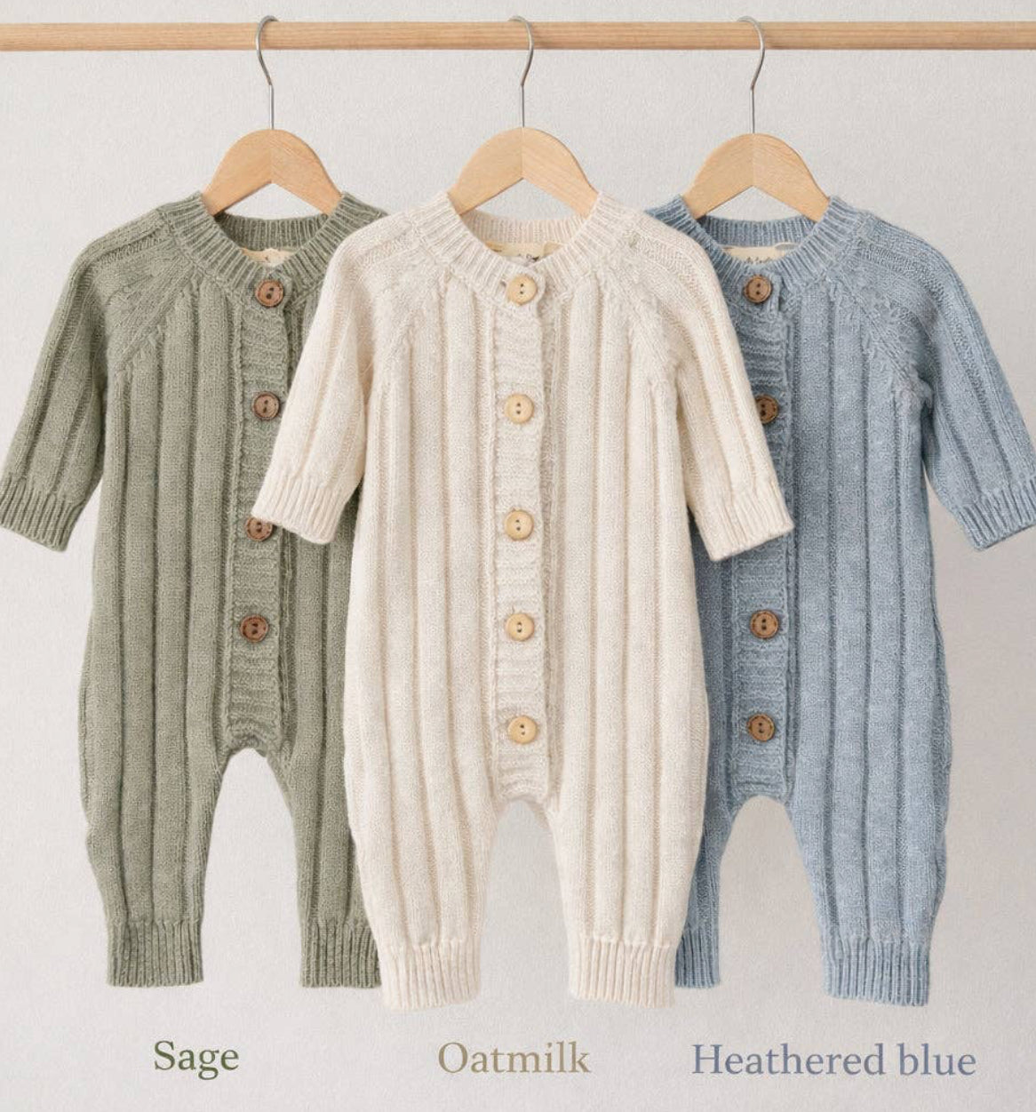 Sage knitted button down sweater romper