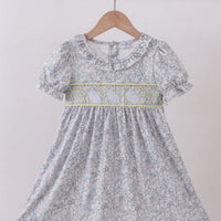 Floral smocked bunny dress
