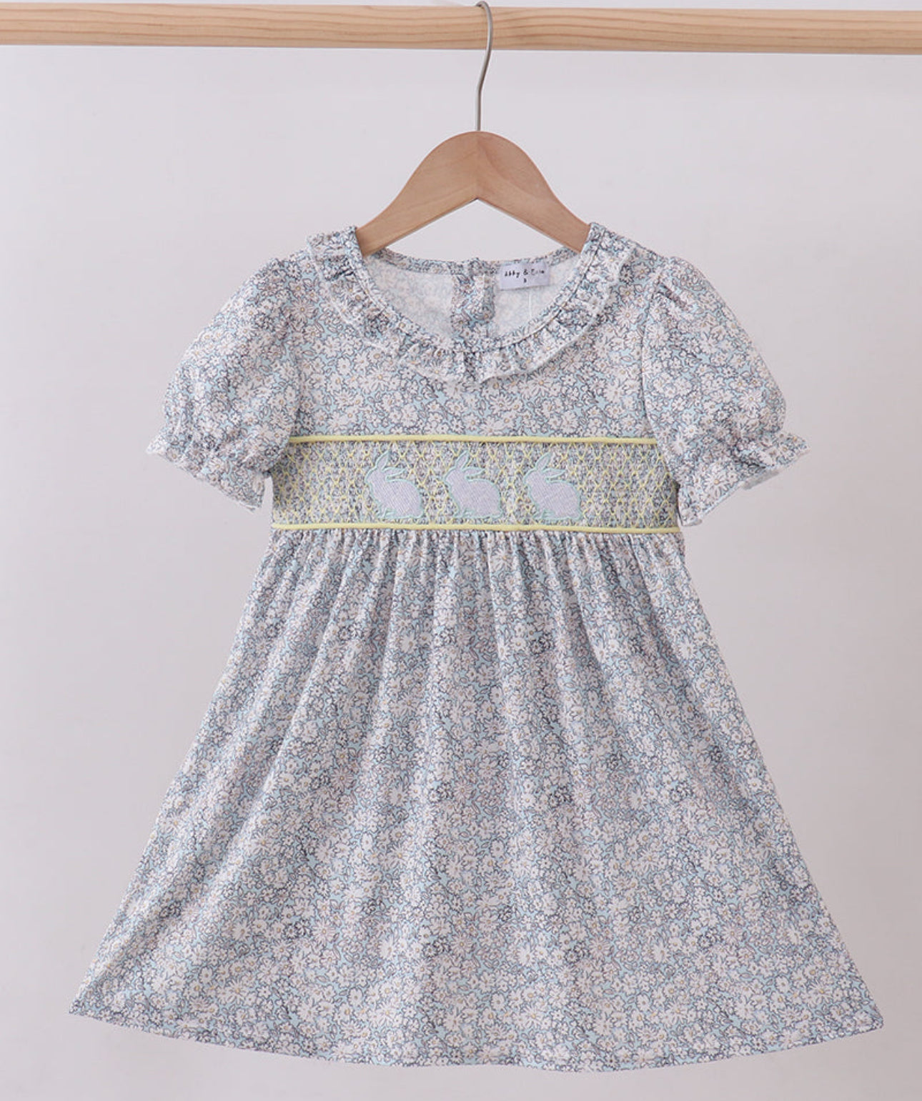 Floral smocked bunny dress