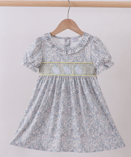 Floral smocked bunny dress
