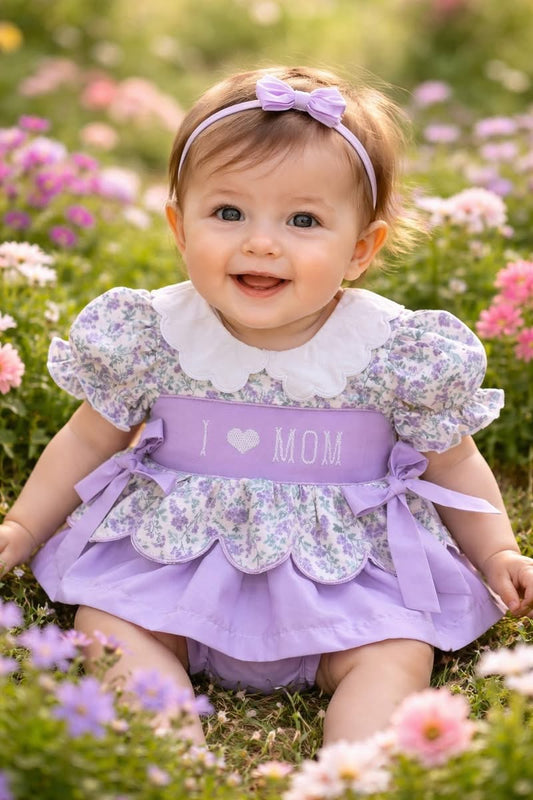 I heart mom lavender smocked
