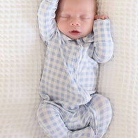 Blue peterpan collar zipper footie