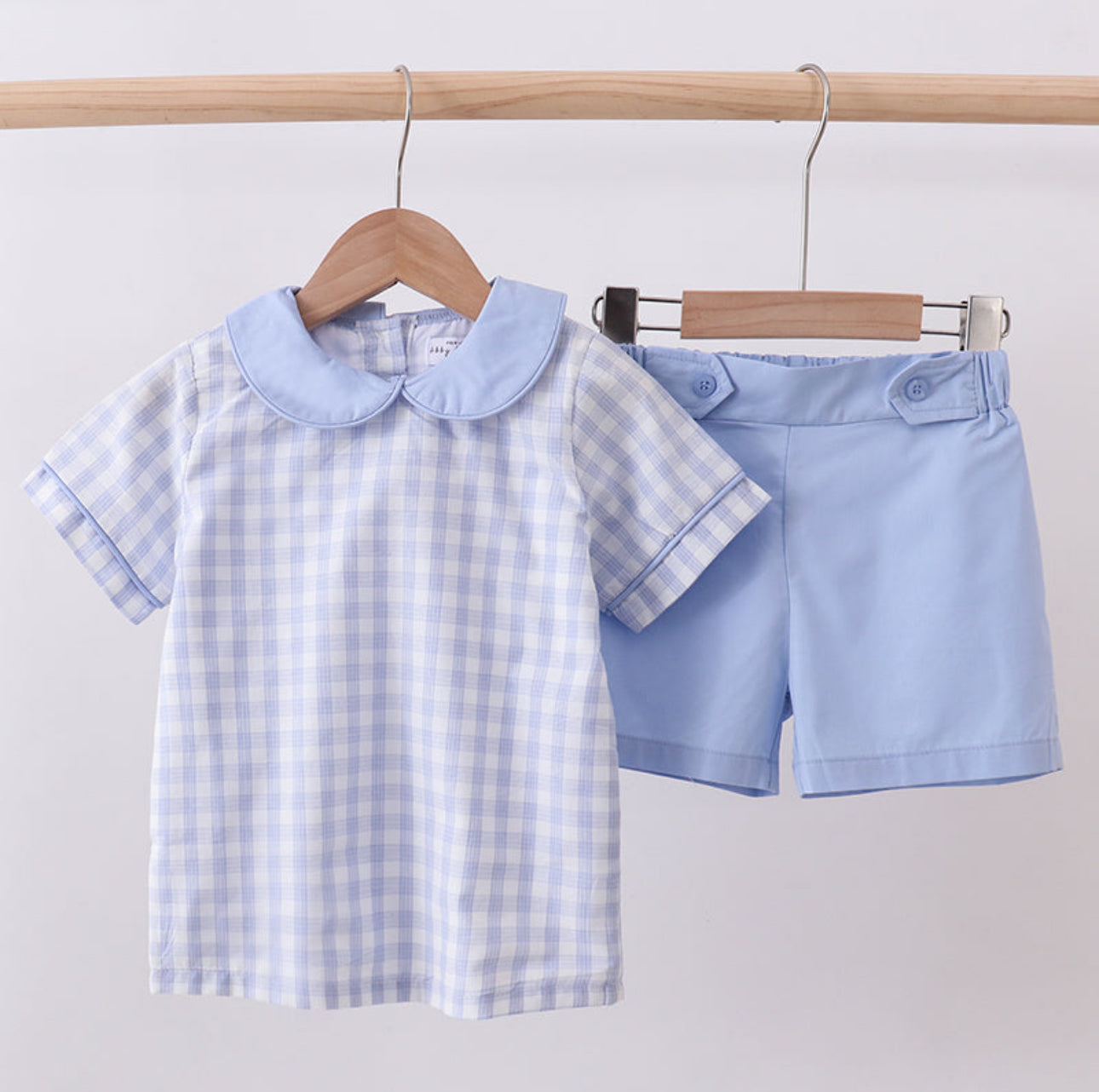 Blue plaid Peter Pan collar set