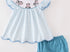 Cow trio blue gingham bloomer set