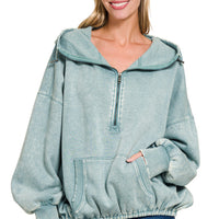 Acid washed half zip