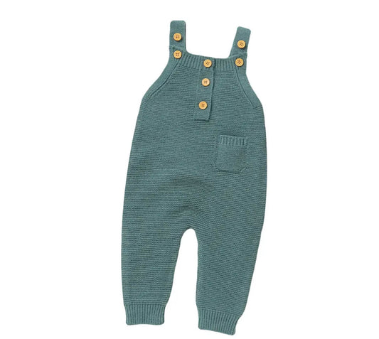 Knit green overalls
