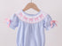 Blue bow smocked bubble