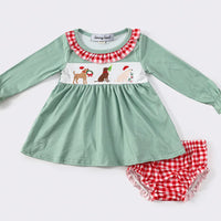 Puppy trio holiday hat bloomer set