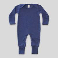 Navy baby romper with fold over hands & feet - INCLUDES EMBROIDERY NAME/MONOGRAM
