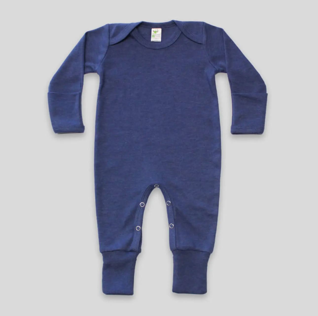 Navy baby romper with fold over hands & feet - INCLUDES EMBROIDERY NAME/MONOGRAM
