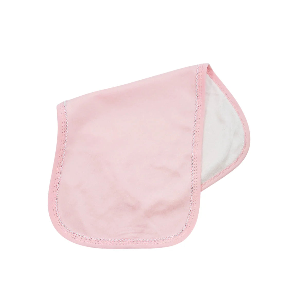 Pink picot trimmed burp cloth