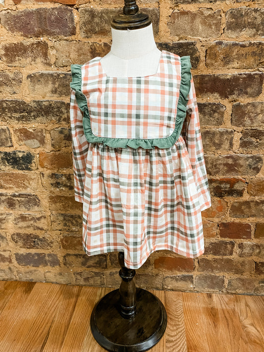 Plaid ruffle girls dress