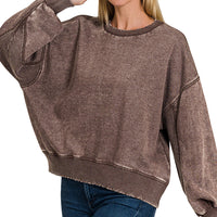 Acid wash oversized pullover - brown