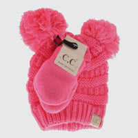 Baby double pom beanie with mitten set