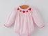 Pink heart bow smocked bubble