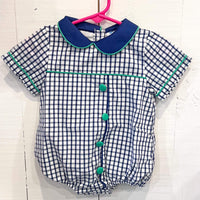 Navy plaid boys bubble