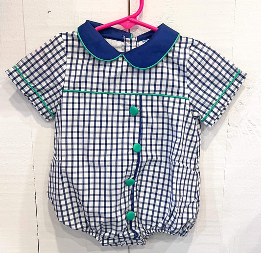 Navy plaid boys bubble