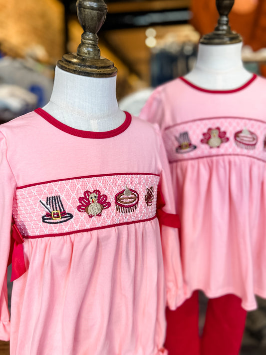 Pink thanksgiving girl set