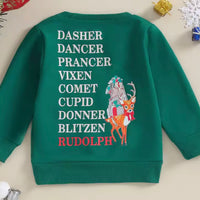 Dasher, dancer, prancer green pullover