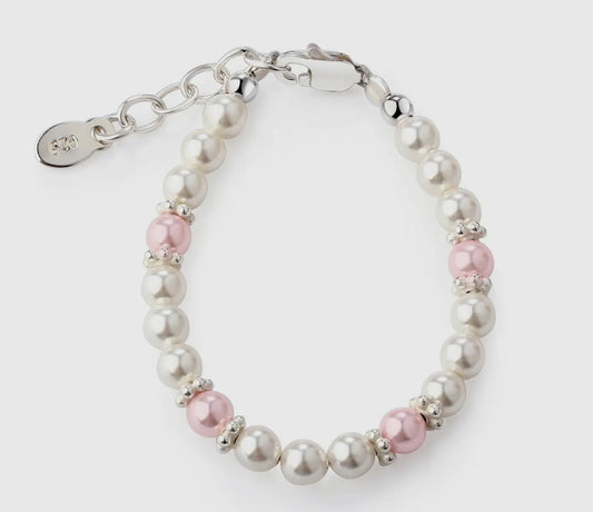 Girls sterling silver pearl bracelet