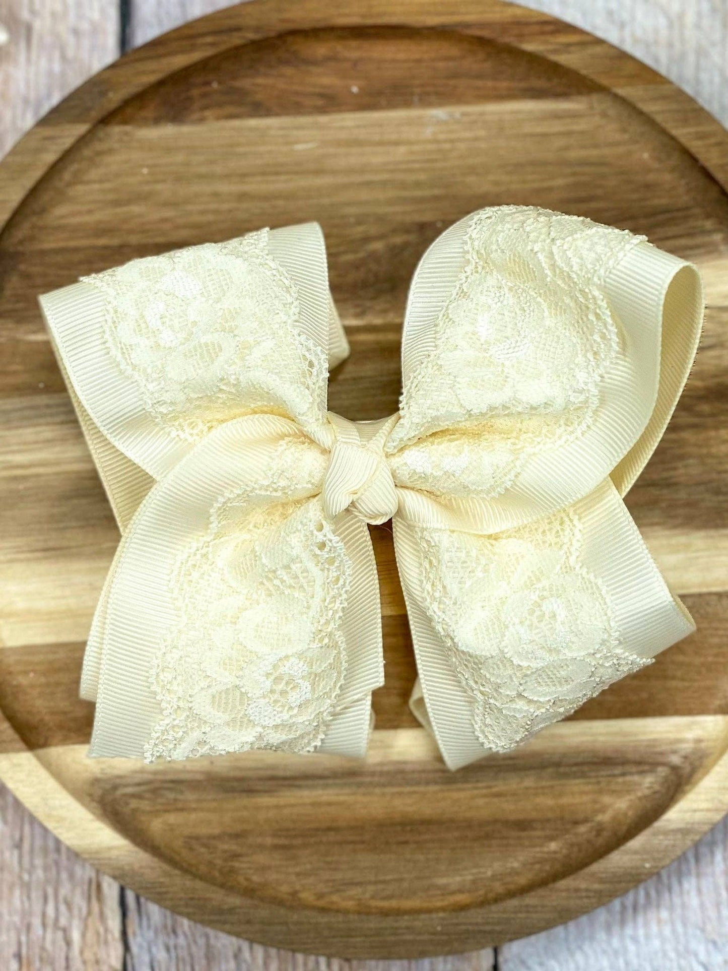 4.5" Chantilly Lace Classic Hair Bow | Clip or Headband