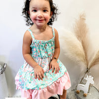 Multi floral tiered dress