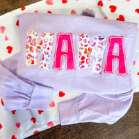 Leopard MAMA appliqué comfort colors long sleeve