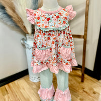 Floral pant ruffle set