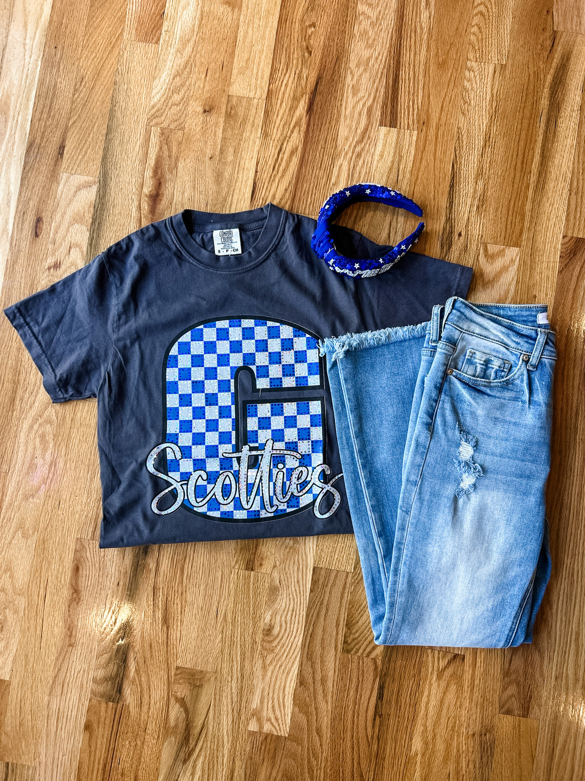 Glasgow scotties checkered sparkle tee