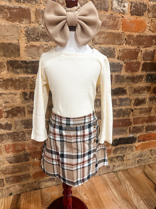 Girls plaid skirt set