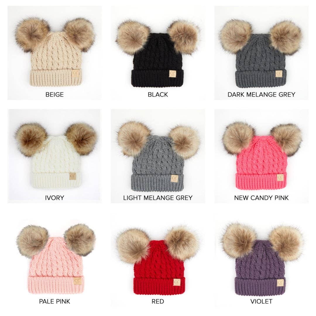CC Kids Double Fur Pom Beanie