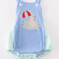 Blue puppy beach bubble