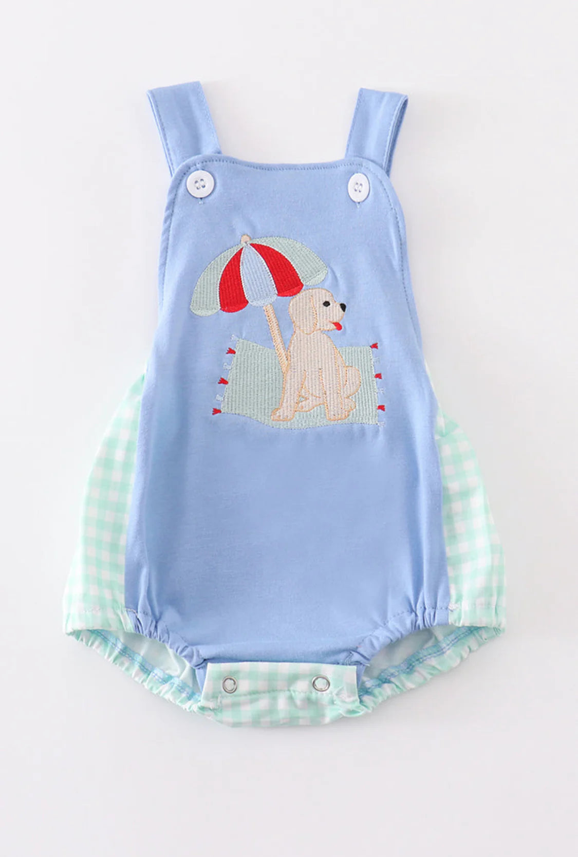 Blue puppy beach bubble