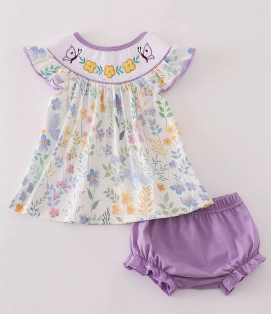 Purple floral bloomer set