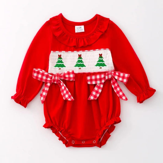 Christmas tree smocked bubble