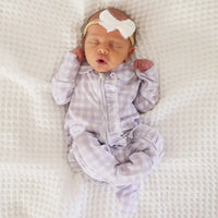 Lilac peterpan collar zipper footie