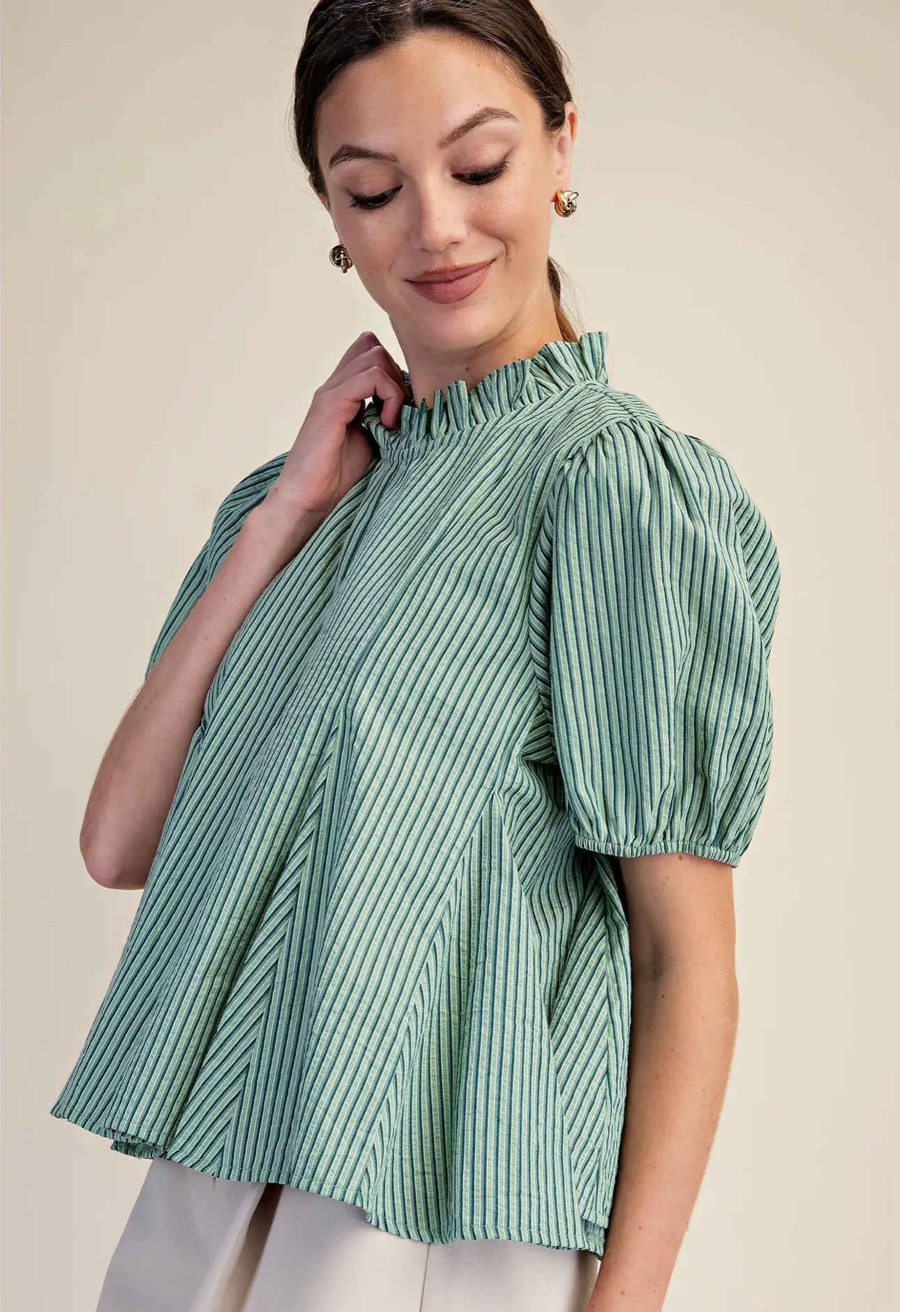 Striped green blouse