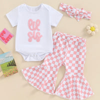 Lil Sis White Checkered Pant Set