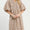 Brown Puff Sleeve Plaid Midi Dress