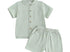Green linen short set