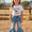 Light blue double layer bell bottoms